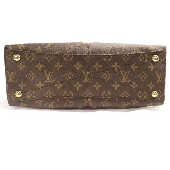 LOUIS VUITTON - Monogram Canvas Brown & Burgundy V TOTE MM Shoulder Bag - Picture 5 of 12